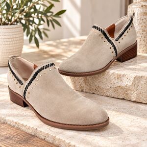 Latigo Dallis Studded Suede Stitched Ankle Boots Taupe Brown Sz 7‎ Boho Western